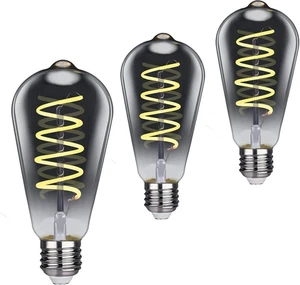 KOOYWAN Edison Lampadine LED ST64 E27 4W Dim 2700K 360Lm Vetro Grigio Fumo Confezione 3 - Foto 1 di 11
