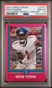 Malik Nabers 2024 Topps Cromo 1974 Topps Fútbol #74TF7 Rosa RC PSA 10 - Imagen 1 de 2
