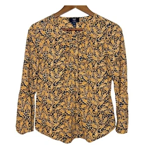 Drake’s London J.Crew Damen blau gold Giraffenmuster Top Glockenärmel Größe 6 - Bild 1 von 7