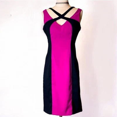 Officecore Secretary Dress Hot Pink Black Academia Whimsigoth VTG XOXO Size 9/10 - Image 1 of 4