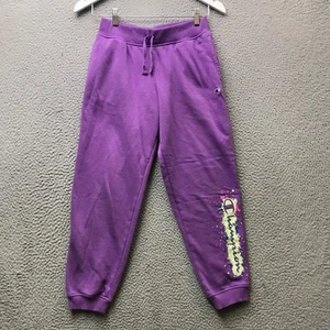Champion Sweat Pants Girls Size Large L Drawstring Pocket Fleece Logo Purple - Picture 1 of 8