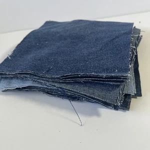 Hand Cut Denim Blue Jean Fabric Squares 6" X 6" Lot Of 30 For Rag Quilt Or Craft - Picture 1 of 3