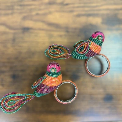 Juego de 2 servilleteros con cuentas pájaros con joyas muelle de cocina 1 importaciones vacaciones Foto 1 de 4