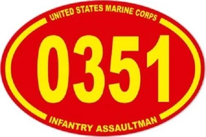 3 X 4.5 UNITED STATES MARINE CORPS USMC 0351 INFANTRY ASSAULTMAN EURO STICKER - Picture 1 of 1