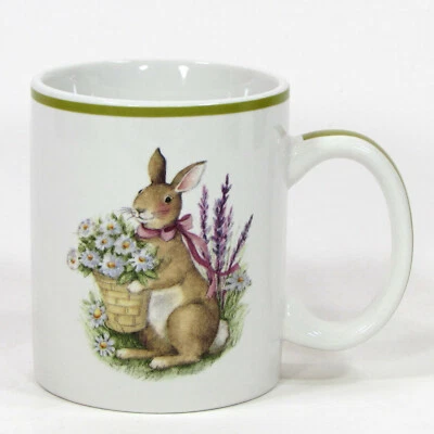 Certified International BUNNY TALES 14oz Mug Susan Winget Easter Flower Basket - Image 1 of 4