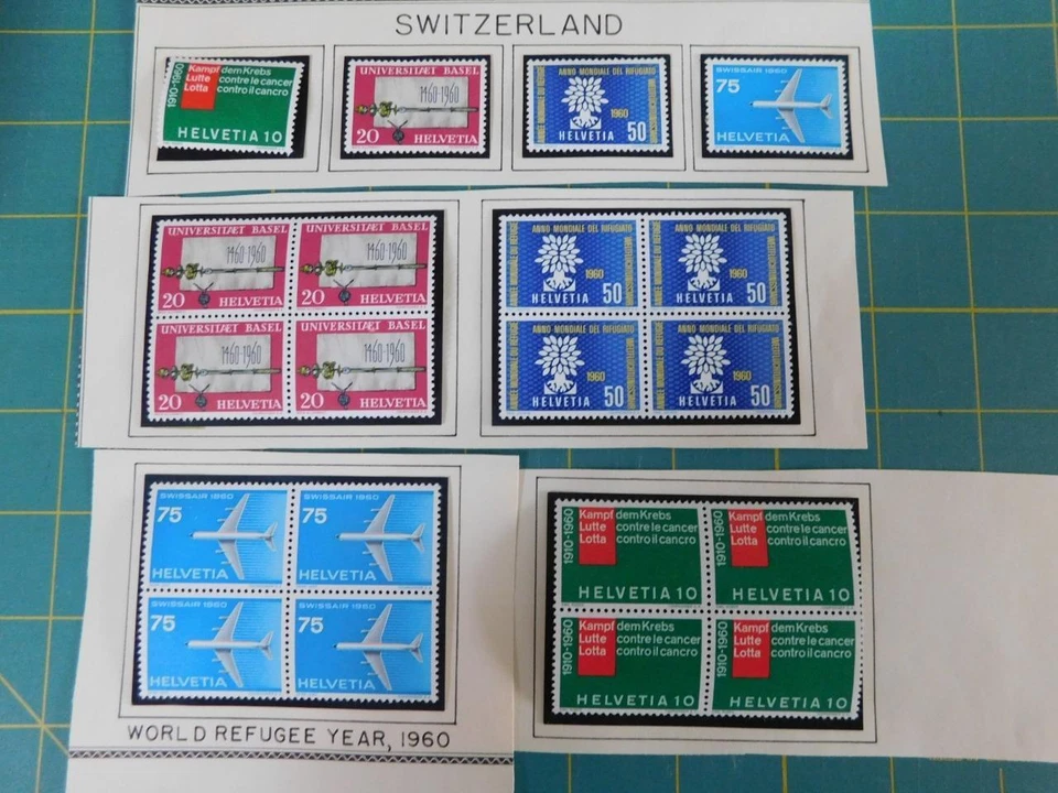 SWITZERLAND, WORLD REFUGEE YEAR 1960 SINGLES & BLOCKS OF 4, MINT HINGED - Image 1 of 1