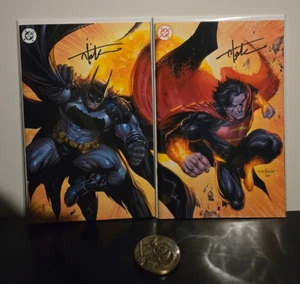 🔥🦇 ABSOLUTE BATMAN & SUPERMAN 1 TYLER KIRKHAM Virgin Set LTD 1500 - SIGNED - Picture 1 of 2