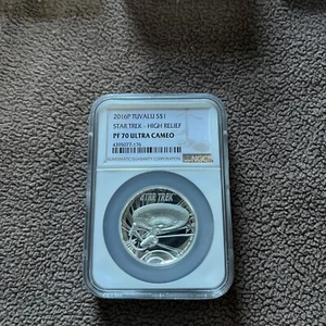 2016-P Tuvalu $1 Star Trek Enterprise High Relief Silver 1 Oz NGC PF70 Ultra Cam - Picture 1 of 3