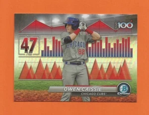 2024 BOWMAN CHROME SCOUT TOP 100 REFRACTOR OWEN CAISSIE #BTP-47 CHICAGO CUBS - Picture 1 of 2