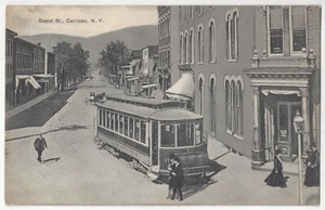 1909 Canisteo, Nueva York - Depot Street & Railroad Trolley - Postal de colección - Imagen 1 de 2