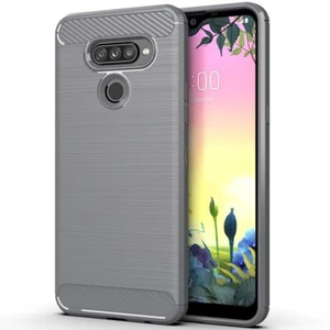 Hülle Handy Schutz für LG K50S Case Cover Bumper Carbon Optik Etuis TPU Grau - Afbeelding 1 van 2