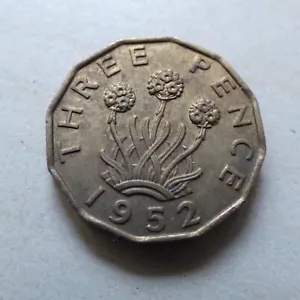 George VI Threepence 1952 Better Nice Grade Brass (myrefn696) - Bild 1 von 4