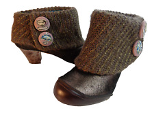 IRREGULAR CHOICE US 7.5M 8M* Gold over Brown with Sweater Collar Booties!  Cute!