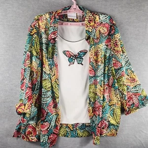 Alfred Dunner Shirt Tank Top 2 Pc Colorful Top 18 Multicolor Abstract Butterfly - Picture 1 of 23