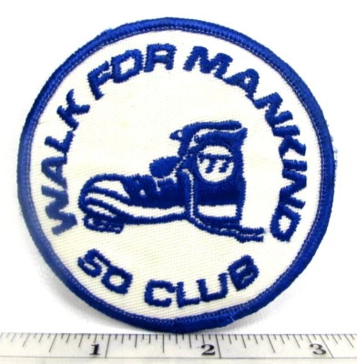 Vintage 1977 Walk For Mankind 50 Mile Club Jacket Patch High Top Sneaker Charity - Image 1 of 3