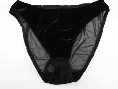 VTG Warner's Y2K Velvet Beware Sheer Back Bikini Panties LARGE - Image 1 of 4