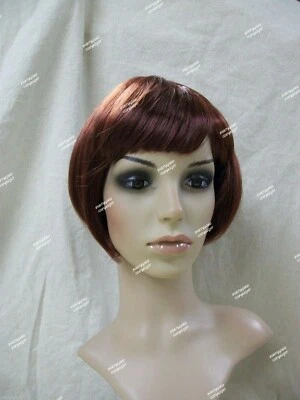 Peluca de bebé marrón rojizo años 20 Flapper Chicago Roaring Cabaret Charleston años 30 Bob Foto 1 de 4