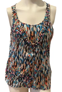 Attention Womens Size Medium Print Layered Tank Top Sleeveless Shirt Blouse - Picture 1 of 5