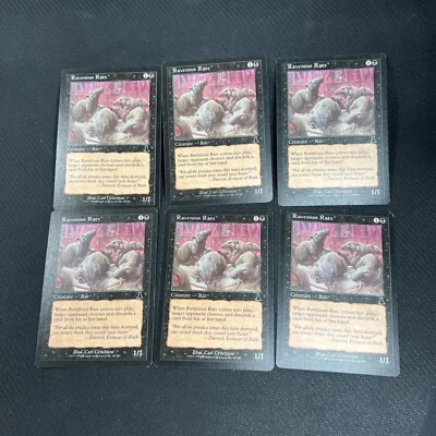 Ravenous Rats MTG Urza's Destiny Magic the Gathering Black Playset Vintage 6 - Image 1 of 4