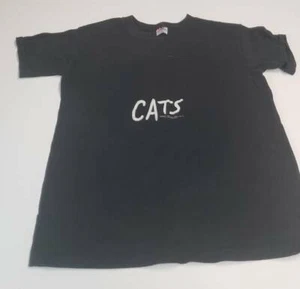 Vintage 80's Womens Graphic T-Shirt Black Cats Musical Broadway Show E-30 - Picture 1 of 4