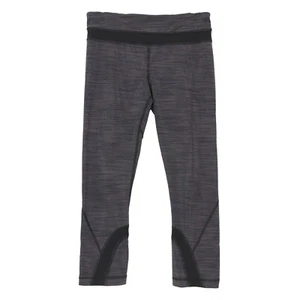 LULULEMON Run Inspire Crop Tight 6 Striped Charcoal Gray Black Zip Pocket B73 - Picture 1 of 5