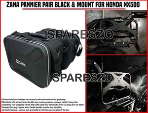 "ZANA PANNIER PAIR BLACK & MOUNT" FIT FOR HONDA NX500 - Picture 1 of 19