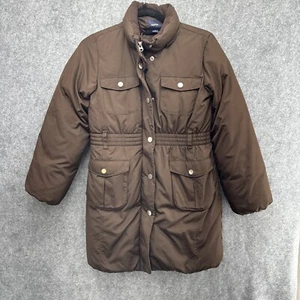 Gap Kids Full Zip And Snap Button Down Puffy Coat Brown XL (12) Removable hood - Picture 1 of 16