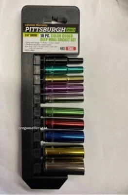 NEW Professional 10 Pc 1/4 in. Drive SAE Color Coded Deep Socket Set SALE !!!!!! - Image 1 of 2