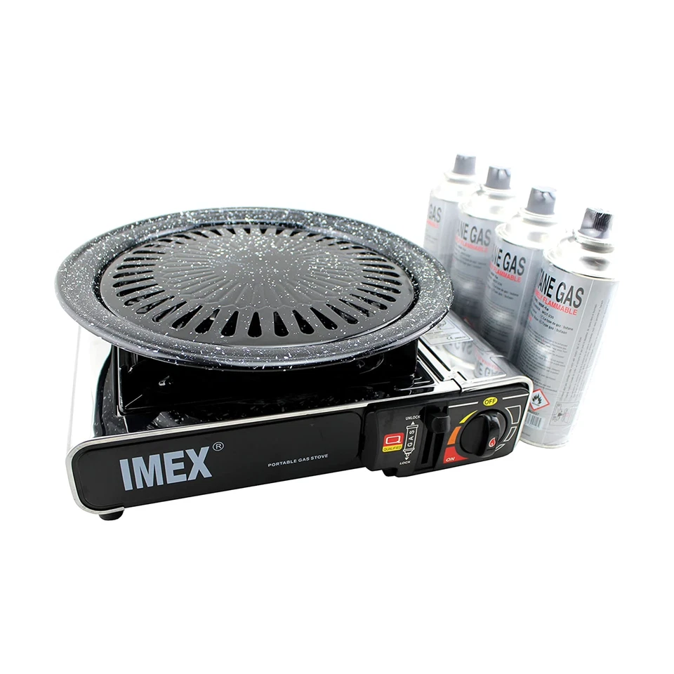 Imex Camping Gaskocher Set im Tragekoffer mit Grillplatte und 4 Gaskartuschen - Bild 1 von 1