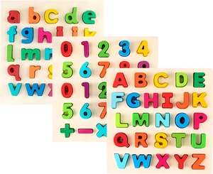 Wooden Alphabet Puzzle Set for Toddlers – ABC & 123 Learning Toy Ages 3-5 - Picture 1 of 12