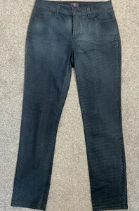 NYDJ Lift Tuck Women's Denim Jeans UK 12 W33" L31" Stretch Blue Snakeskin Print - Picture 1 of 12