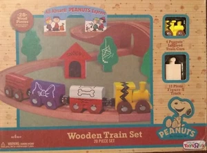 NUEVO 28 piezas Juego de Tren de Madera Cacahuetes Juguetes R Us Charlie Brown Motor Snoopy - Imagen 1 de 10