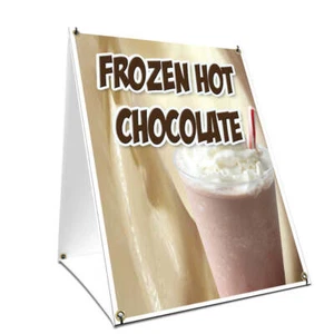 A-frame Sidewalk Frozen Hot Chocolate Sign With Graphics On Each Side - Picture 1 of 4