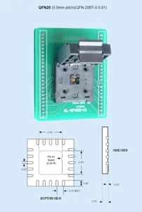 Adaptador de enchufe de ancho 5x5 de paso 5x5 WL-QFN20-U101 de 0,5 mm para programador Wellon - Imagen 1 de 1
