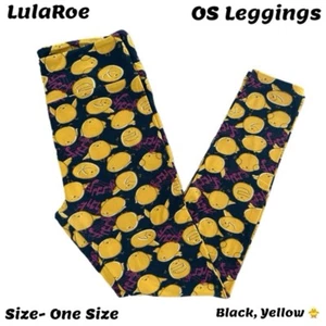 LuLaRoe OS Leggings Black Musical Singing Chicks Major Unicorn HTF One Size EUC - Picture 1 of 1