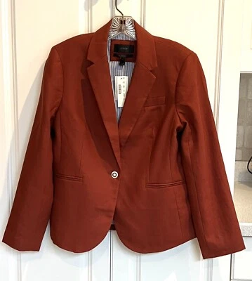 NWT J Crew Petite 12 cinnamon brown linen Campbell blazer G3957 - Image 1 of 4