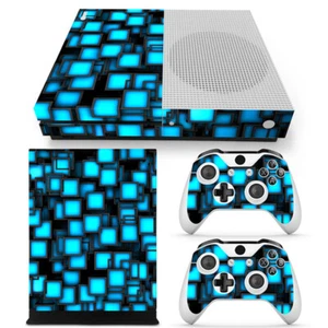3d Blue Squares Skin For (Xbox One S)Decal Wrap Sticker Cover Console&Controller - Picture 1 of 1