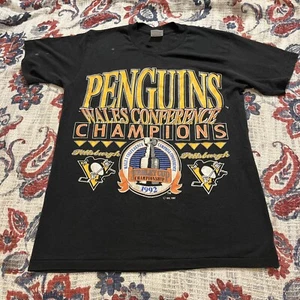 Vintage 1992 Pittsburgh Penguins Wales Conference Champions T-Shirt M Stanley - Bild 1 von 8
