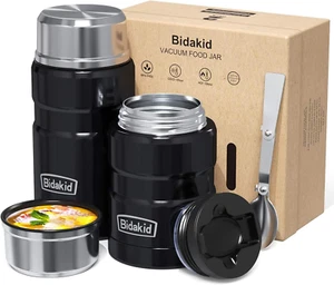 Containers Hot Food 2 Pack Insulated Food Jar Hot Soup Vessels Lunch Box Black - Picture 1 of 12