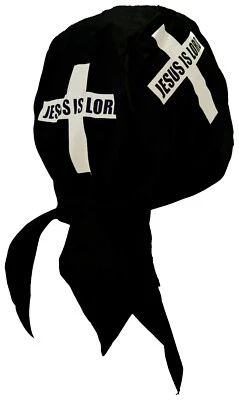 Jesús es Señor con Cruz Christian Doo Trapo Negro Calavera Gorra Quimio Bandana Envoltura Foto 1 de 4
