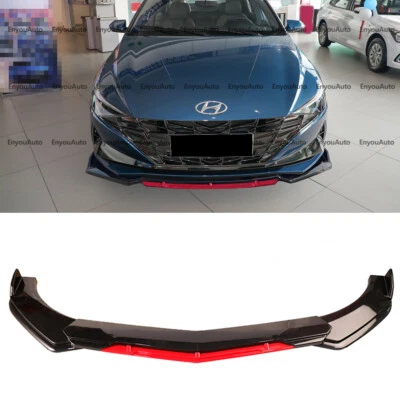 For Hyundai Elantra UNIVERSAL Front Bumper Lip Spoiler Splitter Gloss Black Red - Image 1 of 4