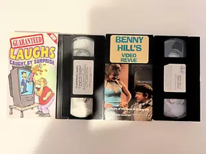 2 VHS Comedy VHS Video Tapes Viewed 1x Benny Hill's Video Review & Laughs - Picture 1 of 2