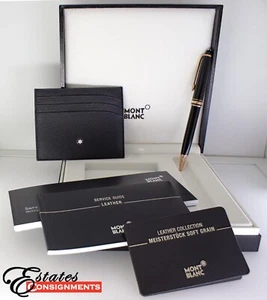 Mont Blanc Meisterstuck Gold Roller Ball Pen and Wallet Set - Picture 1 of 8