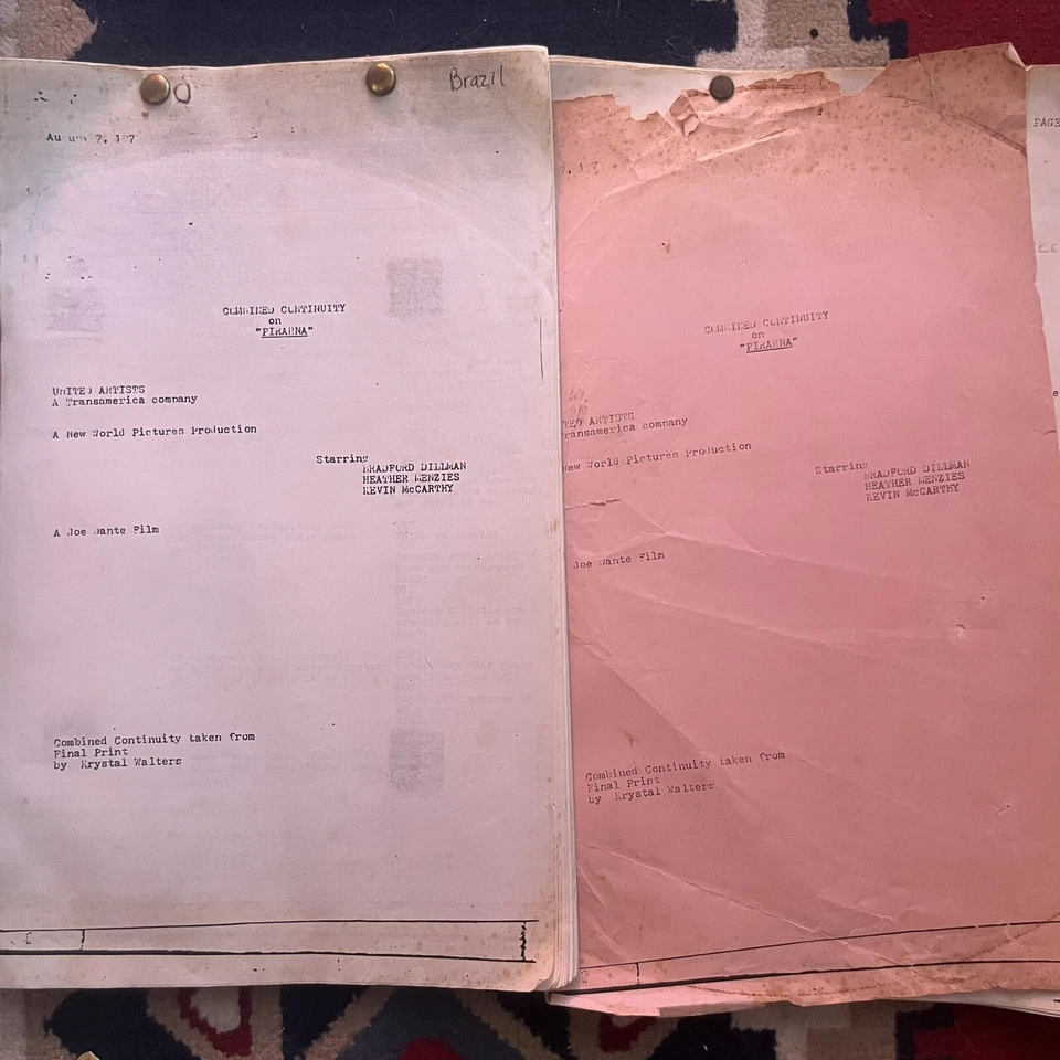 Piranha Roger Corman 1978 Original Continuity Scripts Joe Dante - Image 1 of 4