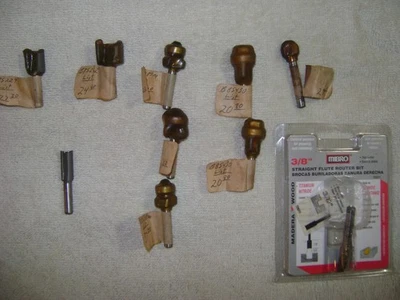 LOT of 11 ROUTER BITS 9 BOSCH(8 NEW) 2 OTHERS USED 1/4" SHANK - Image 1 of 4