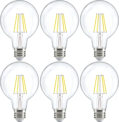 Sunco 6 Pack G25 LED Light Bulbs, Filament Edison Globe, Vanity Lighting Bulb fo - Image 1 of 4