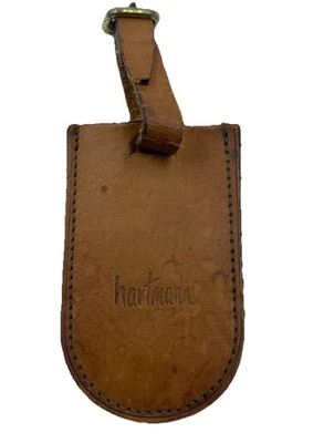 Vintage Hartmann Luggage Tag Brown Leather USED 1960's - Image 1 of 4