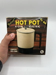 Vintage Valiant elektrischer Hot Pot 4 Tassen Größe emailliertes Aluminium, Frostweiß in Box - Bild 1 von 8