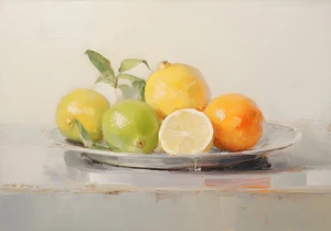 Citrus Still Life Wall Art - Zesty Fruits Poster - 16x12/20x16/24x18/36x24 - Picture 1 of 11