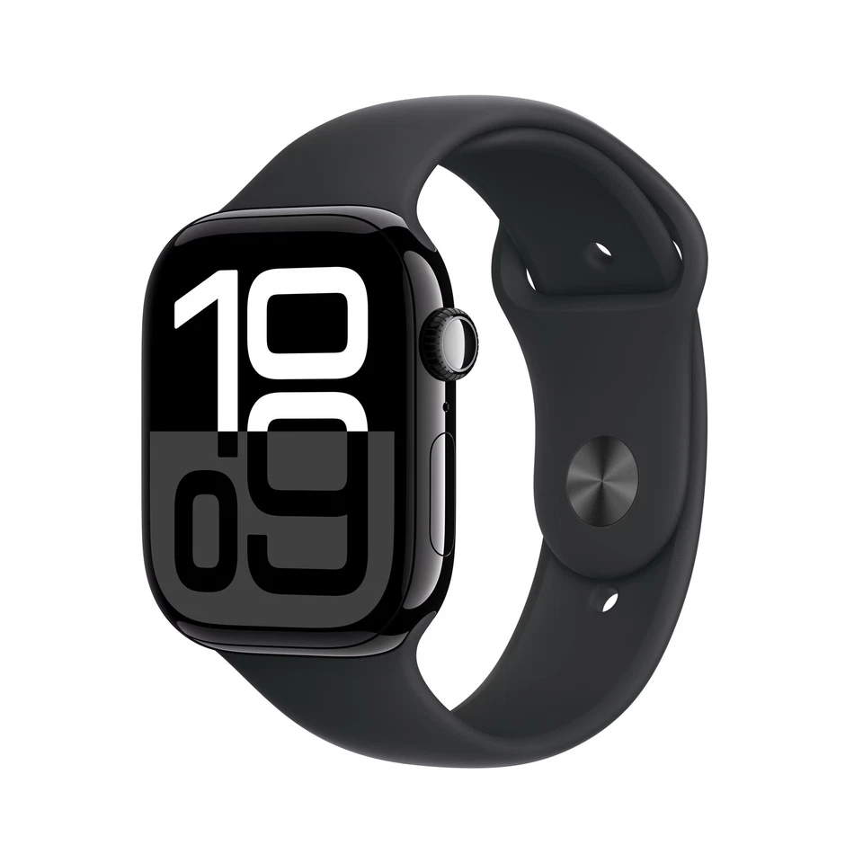 Apple Watch Series 10 GPS 46mm Aluminium Diamantschwarz Sportarmband schwarz ... - Bild 1 von 4